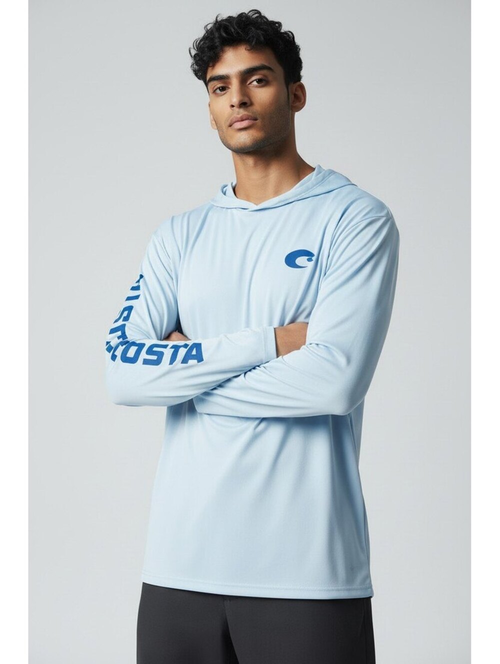 Costa Technical Hooded Long Sleeve Shirt XXL Arctic Blue UV